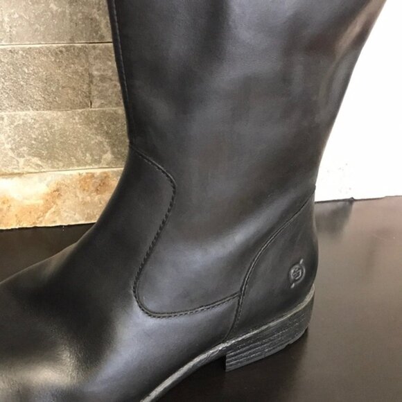 BORN NORTH BLACK Leather Wide Calf Boots 6M WC - Picture 5 of 10